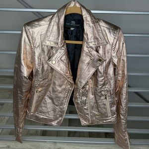 NWT Tart Collections Leather Rose Gold Moto Jacket in Size Medium